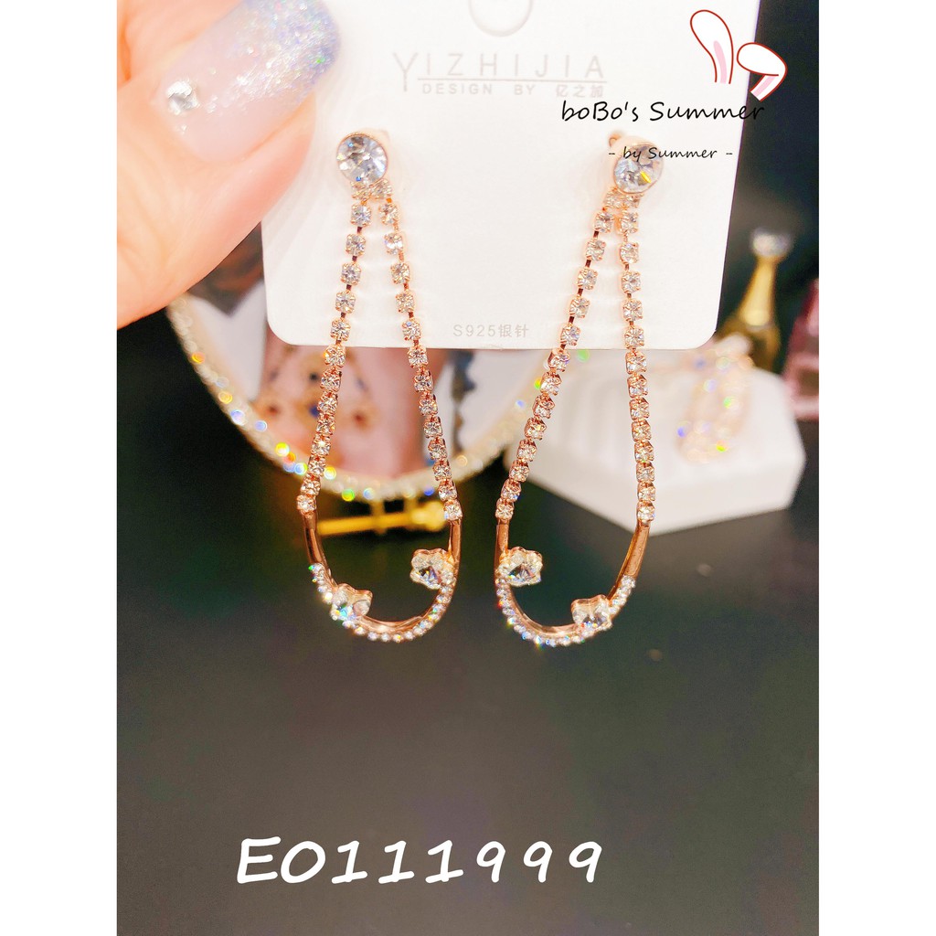 Anting Panjang Teardrop Zircon Pink Style Korea Tusuk Silver 925 Aksesoris Earrings Premium