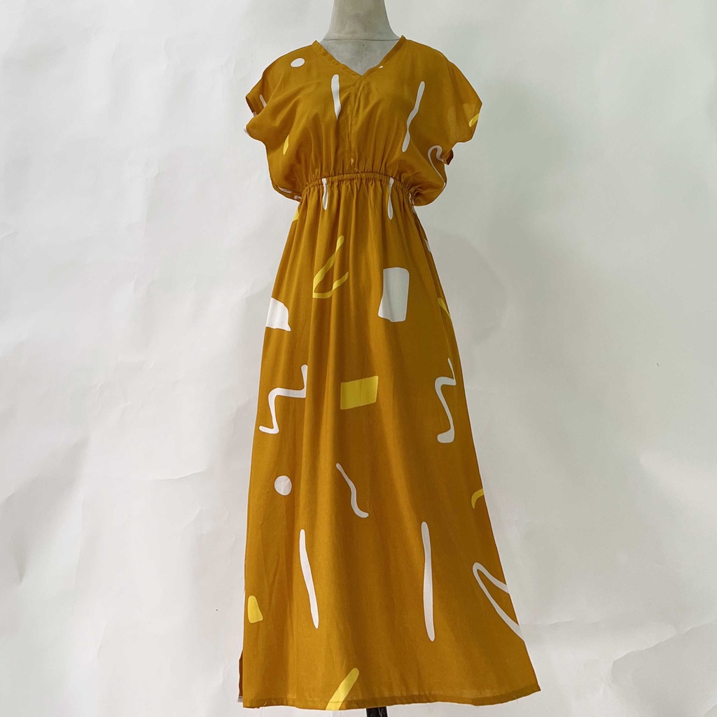 Dress Manohara Bali Panjang Molusca-Atelia Mustard