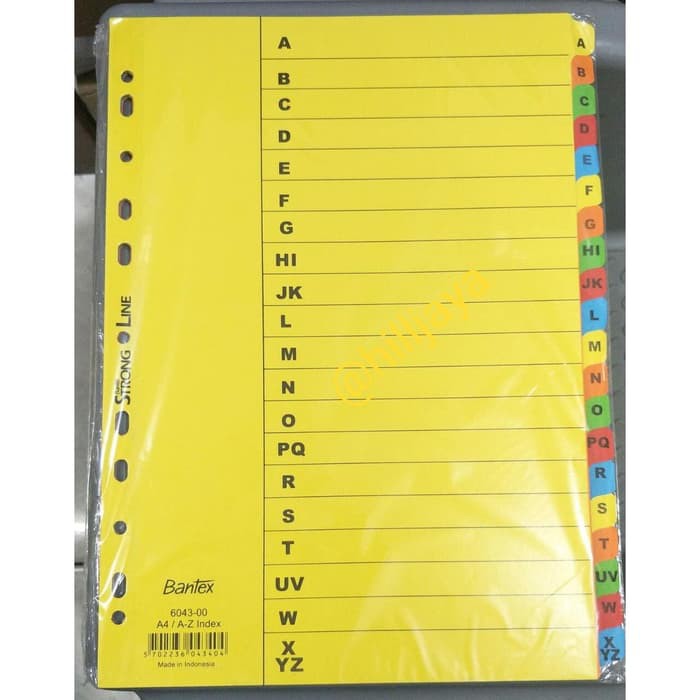 

BANTEX CARBOARD DIVIDER & INDEXES UK.A4-20PAGES(A-Z) (6043) ALPHABET