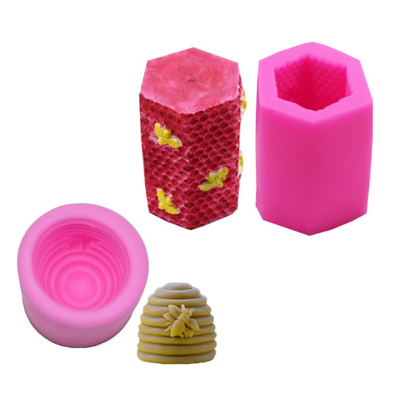 SIY  2Pcs Bee Honeycomb Candle Molds Beehive Silicone Mold Kit Beeswax Candle Soap Handmade Candle Art Making Supplies