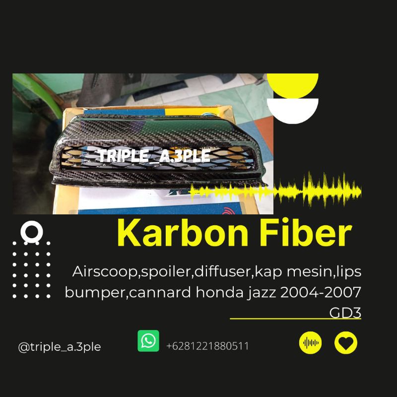 aksesoris mobil/exterior/modifikasi/honda/part/kap karbon fiber kap mesin honda jazz 2004-2007