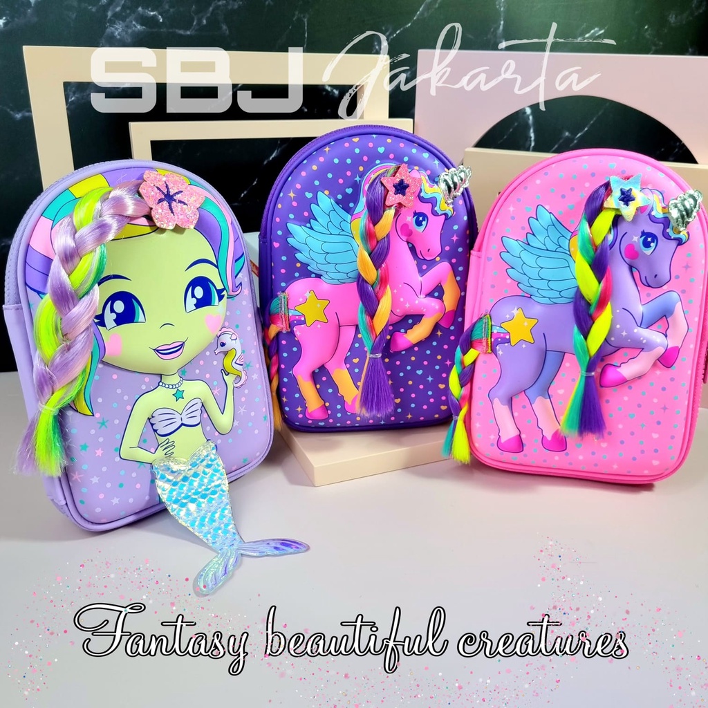 Tempat pensil Kotak Pensil Hardcase 3D EVA Mermaid Dolly Wishes Model seperti Smiggle