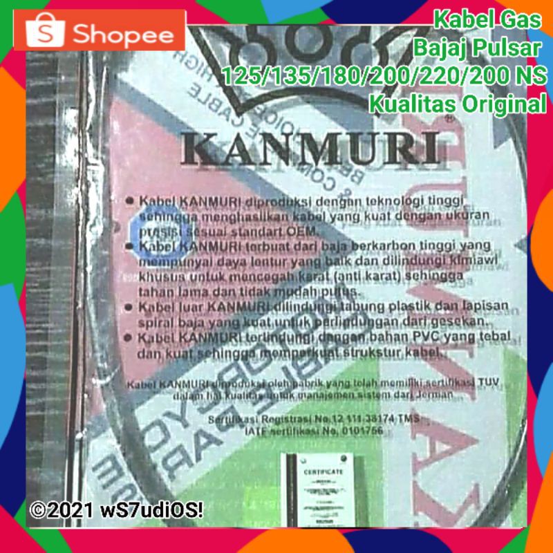 Kabel Gas Tali Gas Bajaj Pulsar 125 135 180 200 220 200 NS Kualitas Original