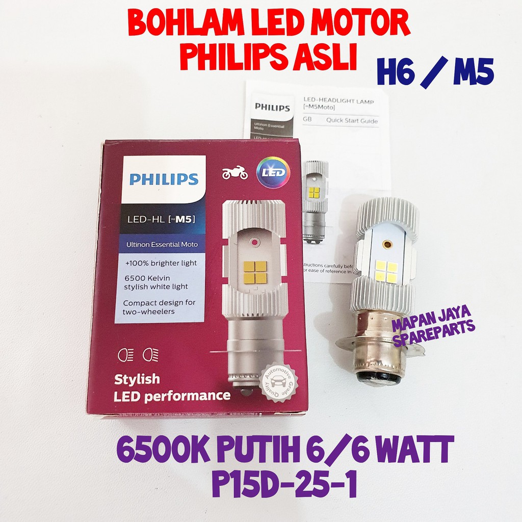 LAMPU LED MOTOR PHILIPS M5 H6 DC KAKI1 6500K PUTIH ORIGINAL BEAT VARIO SCOOPY MIO CBR JUPITER SUPRA