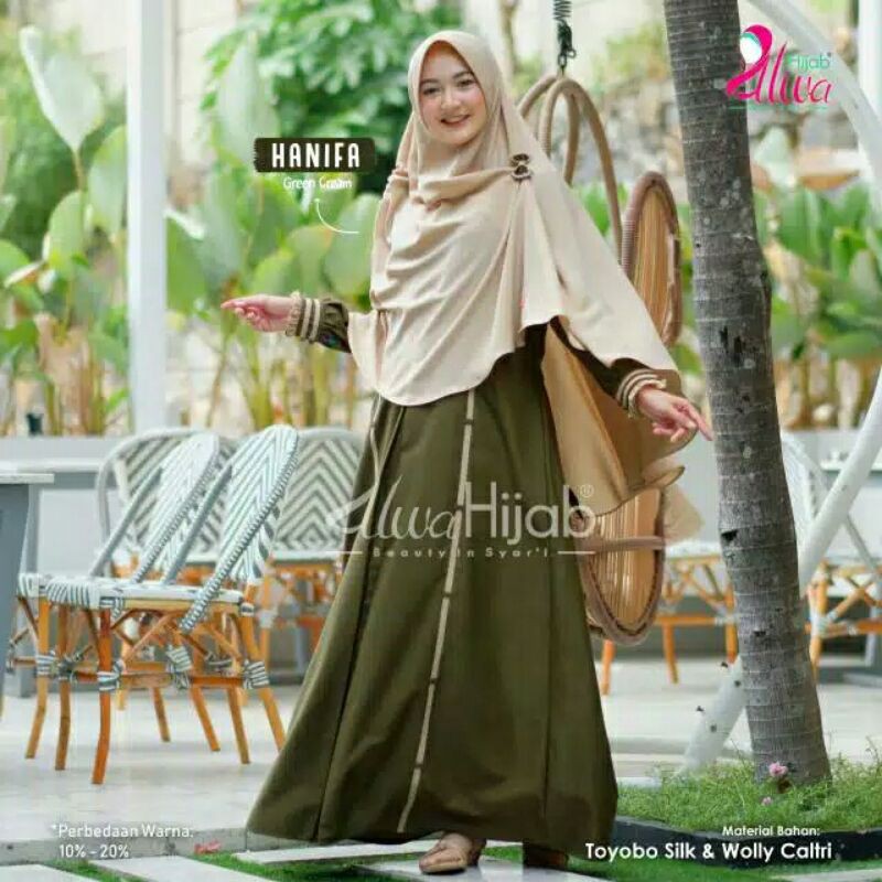 Hanifa set original Alwahijab/ alwa hijab/ gamis syari
