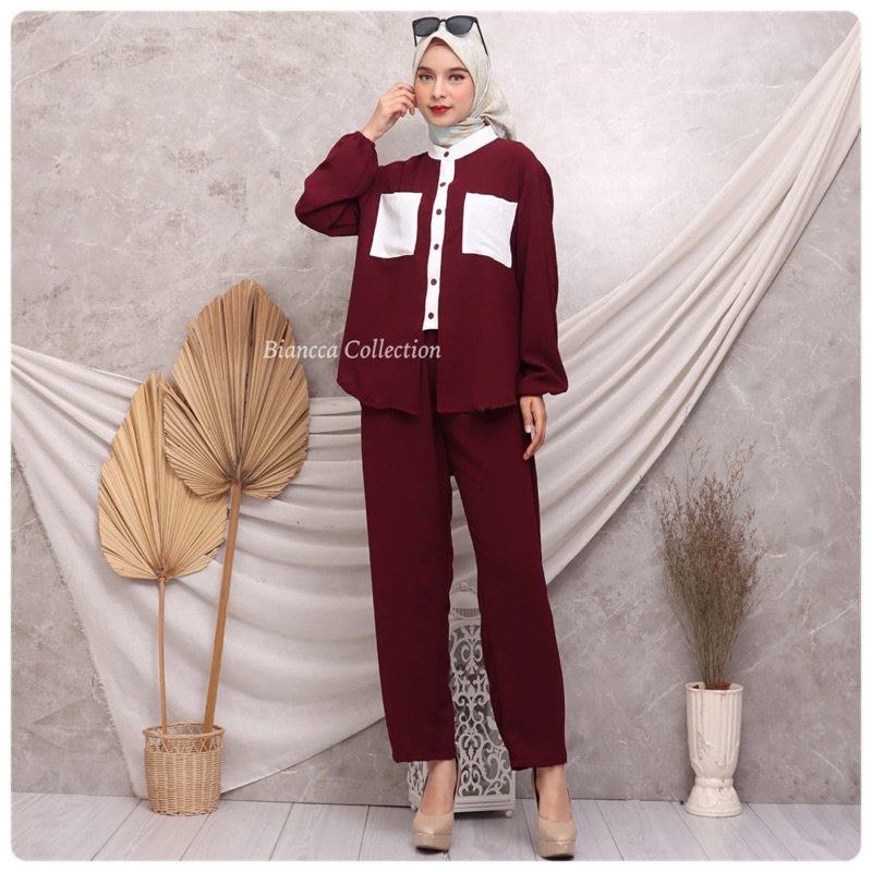 RISA SET ONE SET CRINKLE KOMBINASI KANTONG DEPAN SETCEL CRINKLE