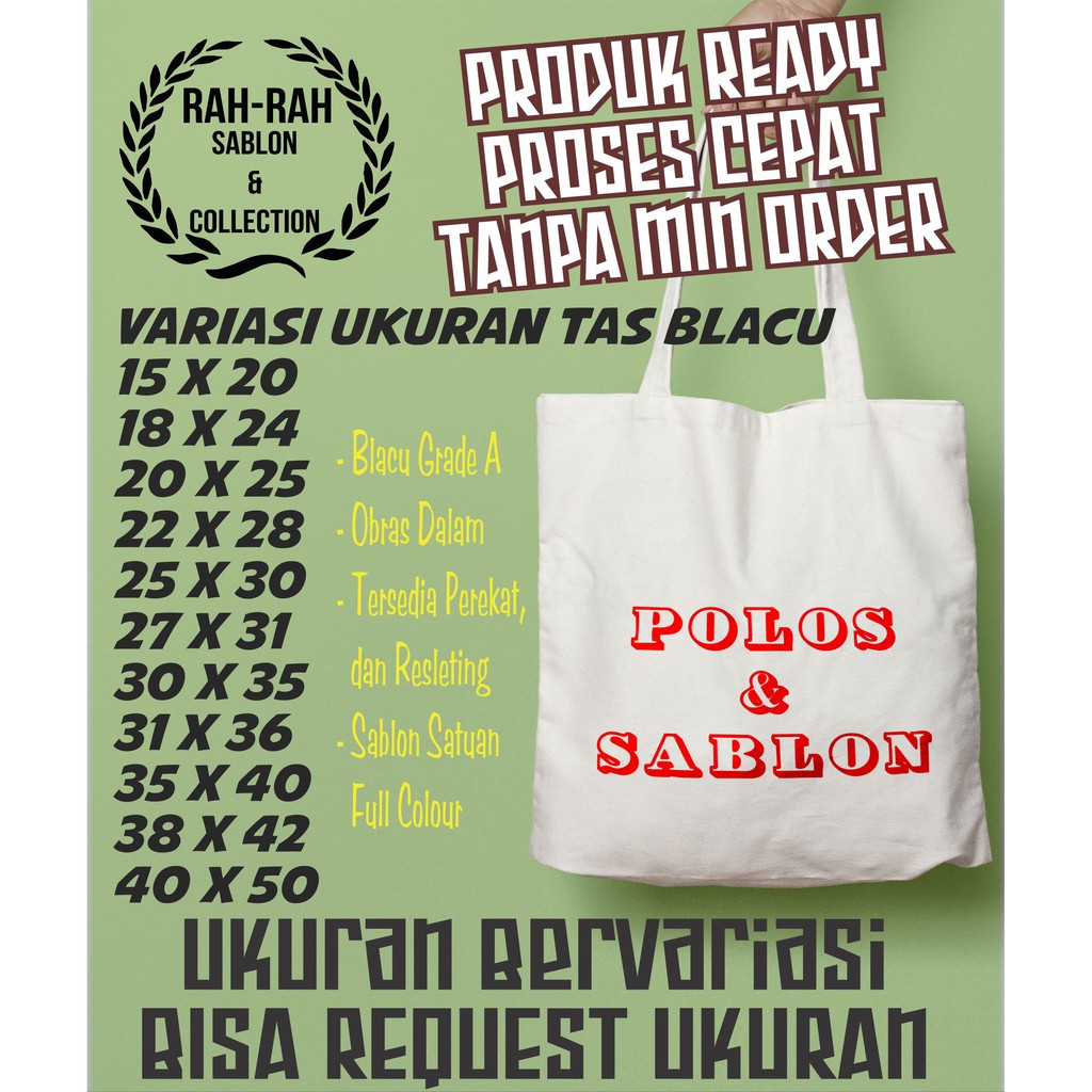 Tas Totebag | Goodie Bag Blacu  Premium Polos dan Sablon Satuan