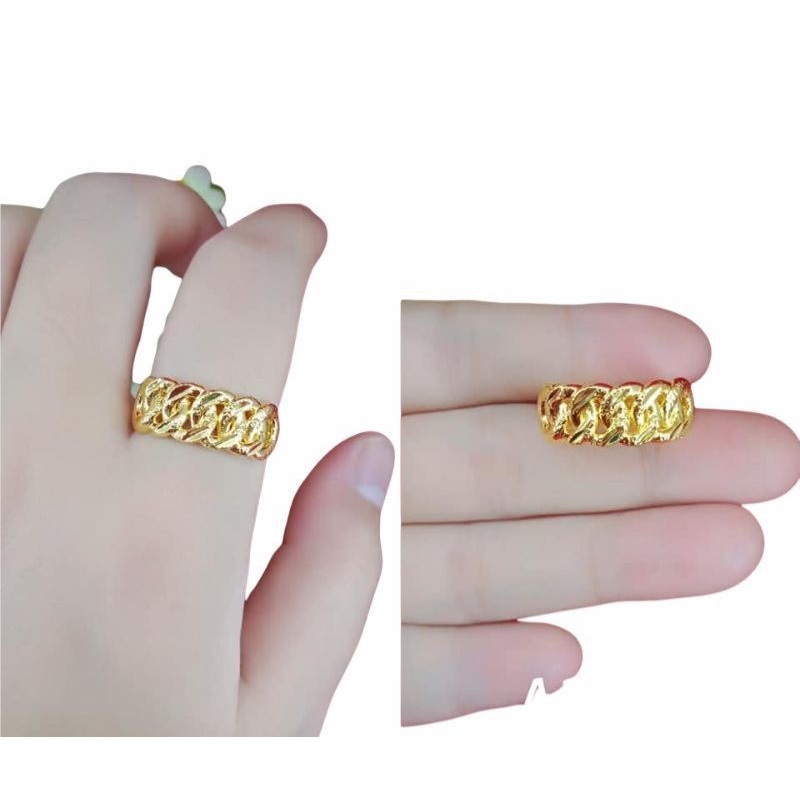 CINCIN TITANIUM MODEL RANTAI WARNA GOLD ANTI KARAT DAN LUNTUR//cincin emass