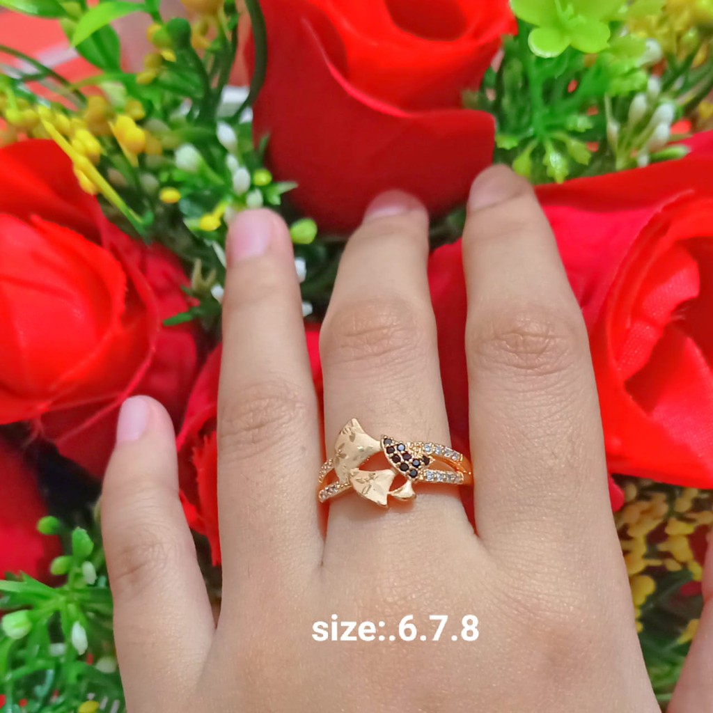 Cincin Dewasa Permata Zircon Gold Perhiasan Wanita (COD)