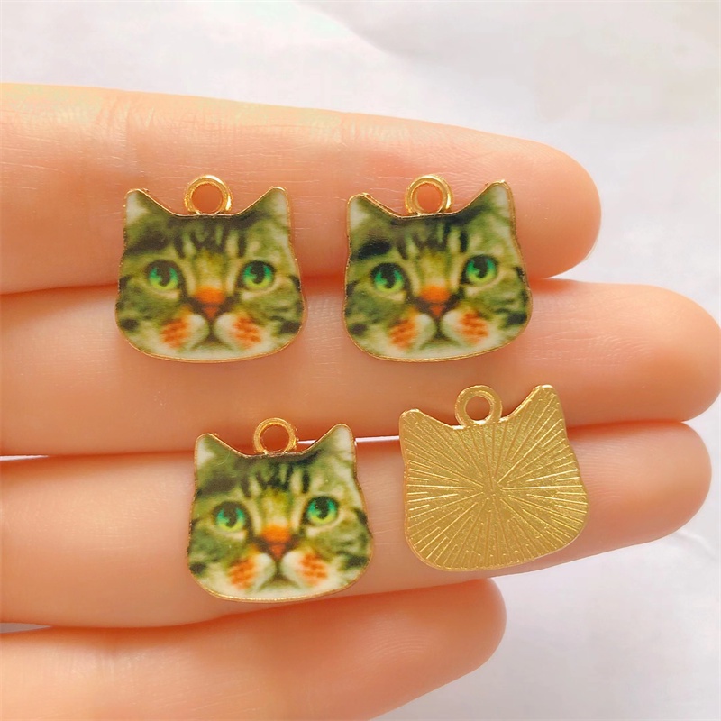 4pcs Charms Liontin Kalung / Gelang DIY Bentuk Kucing Bahan Metal