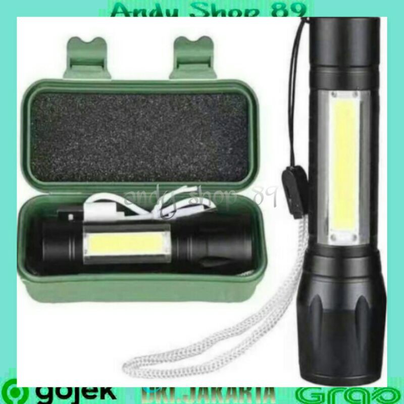 Senter Swat mini yang super terang dengan 3 Mode : senter biasa, kelap kelip dan lampu cob