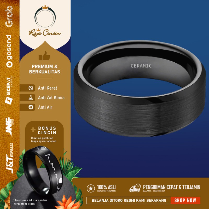 Cincin Pria Titanium Wanita Hitam Emas Perak Mewah Keren Polos Cowo Cewek