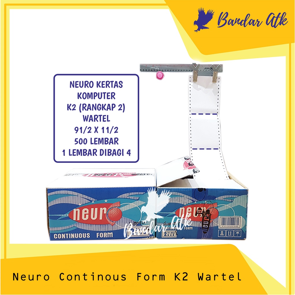 

NEURO Continous Form 91/2 x 11/2 2 PLY/2 (K2 WARTEL NEURO) NCR Kertas Komputer [1 BOX]