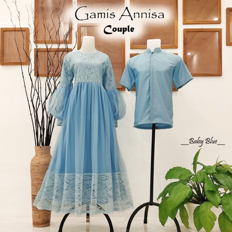 gamis annisa baby blue /gamis lebaran / gamis keluarga /gamis couple family /gamis seragam keluarga