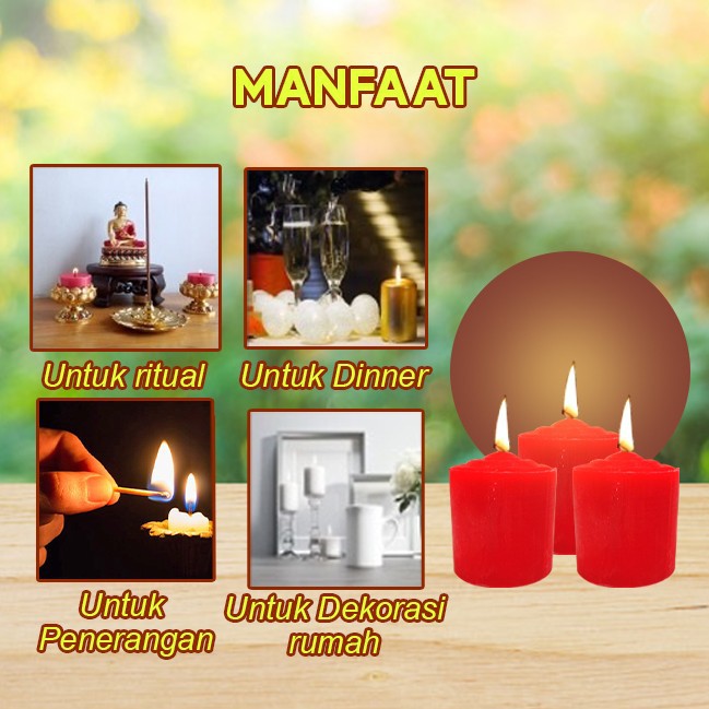 Lilin Hotel merah (3.5x4 cm) @ 12 pcs/ pack