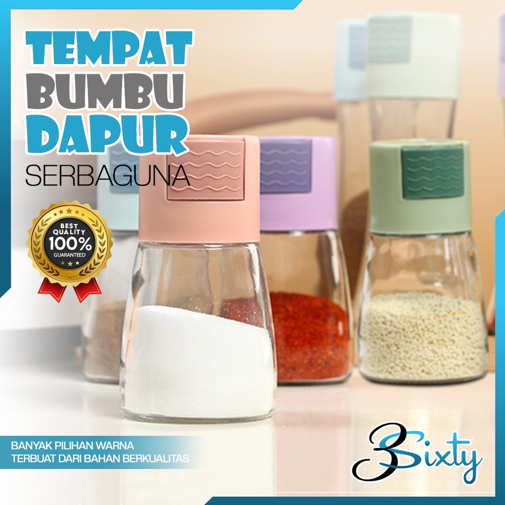 TEMPAT BUMBU DAPUR SET BOTOL KACA Toples Bumbu Tabur Masak Mini Garam Gula Lada Merica Minyak Wadah 