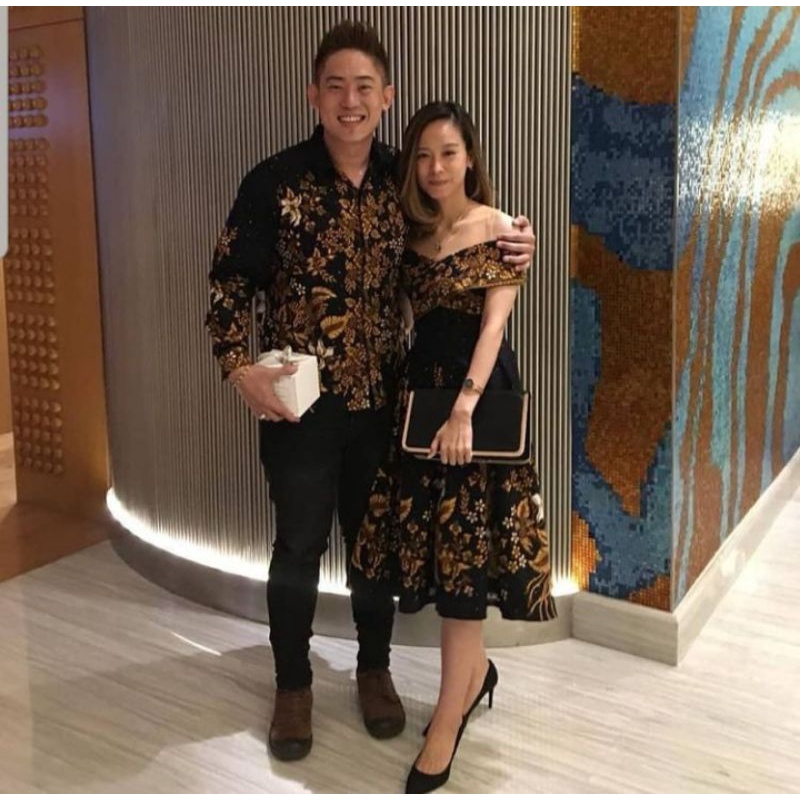 gaun pesta couple - dress batik premium - couple batik terbaru - baju pesta eksklusif