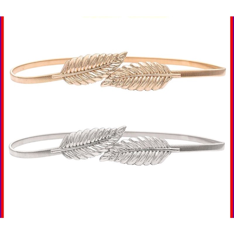 Ikat Pinggang Wanita Tali Spiral Elastis Motif DAUN LEAVES Korea Fashion Womens Belt