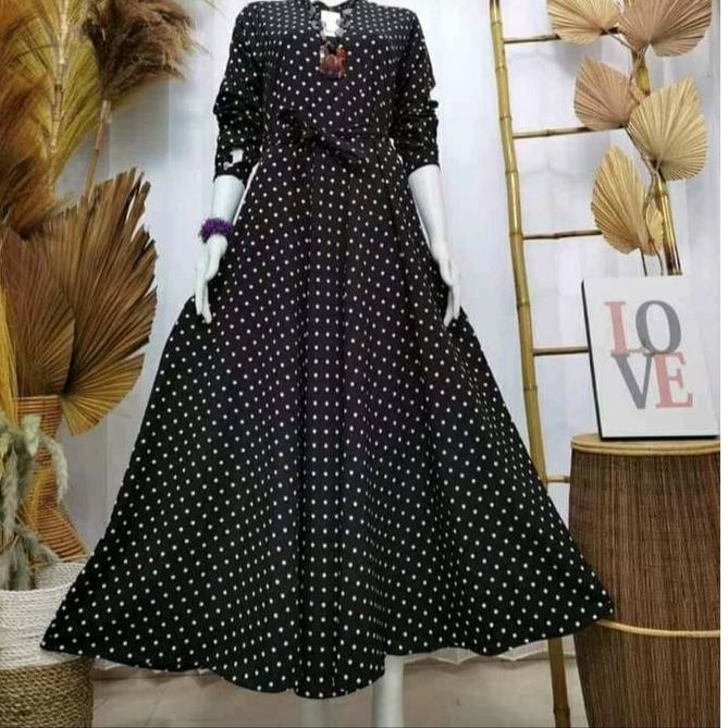 Modern.. Gamis polkadot maxy  Baju gamis remaja terbaru  Gamis katun umberella