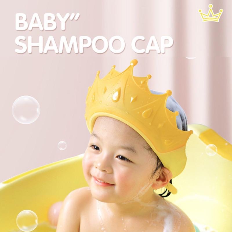 Topi Keramas Bayi Anak Crown Baby Shower Cap Topi Mandi Balita Mahkota Pelindung Mata Kepala Anak Silikon