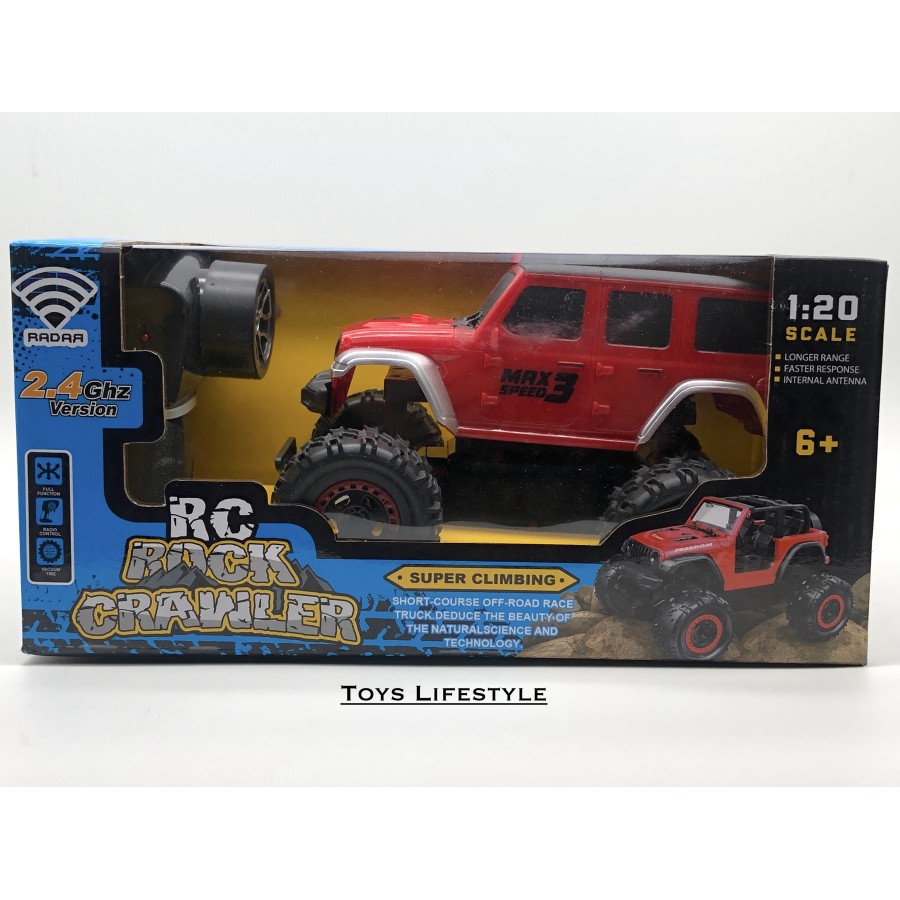 Mainan Mobil Remote Control RC Rock Crawler Jeep Rubicon 1:20 (Merah)