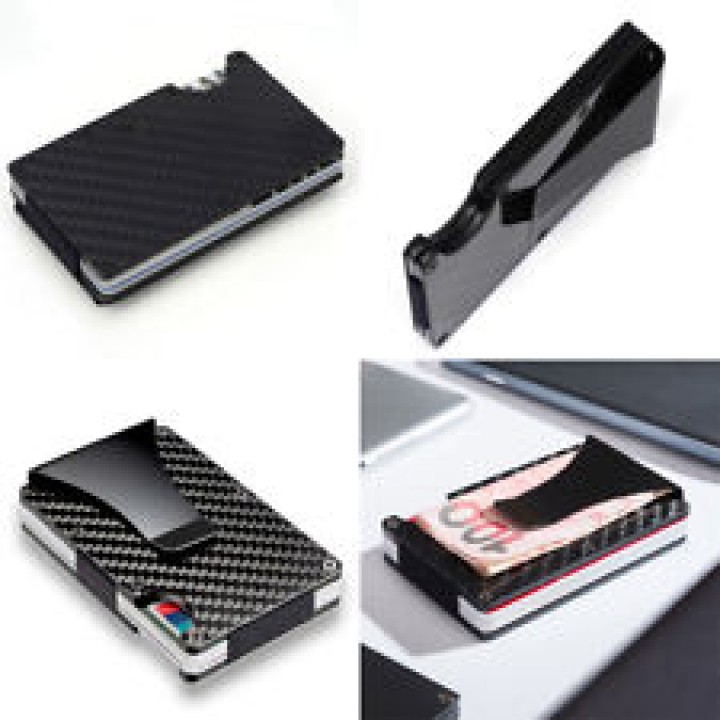 Slim Carbon Fiber Credit Card Holder RFID Blocking Metal Wallet Clip - Dompet Kartu Praktis Terbaik dan Tipis