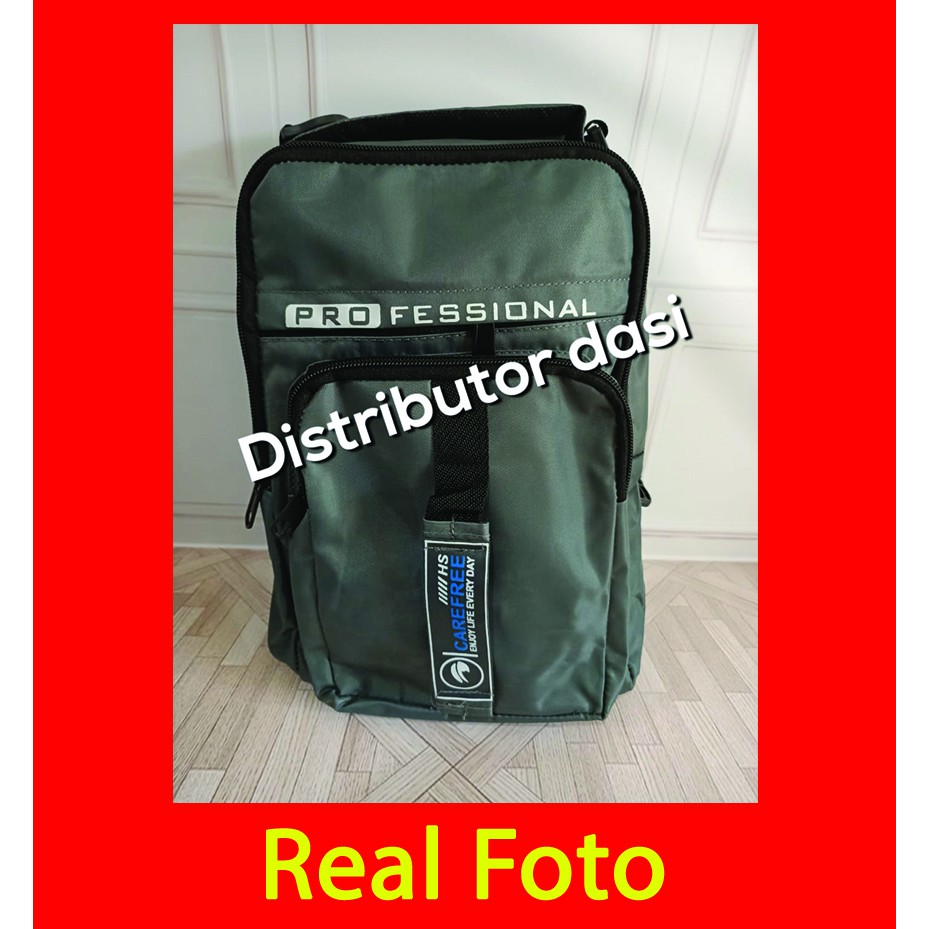 tas pria selempang ransel multifungsi hitam navy abu foto real ready stok