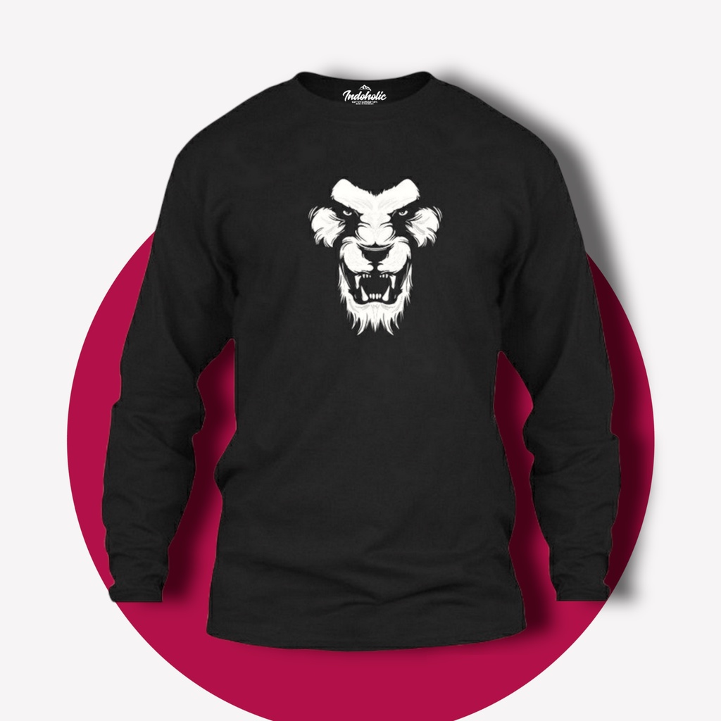 Indoholic Atasan Baju Kaos Distro Kaos Lengan Panjang Pria Wanita Combed 100% Wolf Serigala