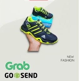 Sepatu AX2 Black Green Neon hijau Sneakers Running Olahraga Pria Kuliah Kerja Best Seller Terlaris Kado Unik