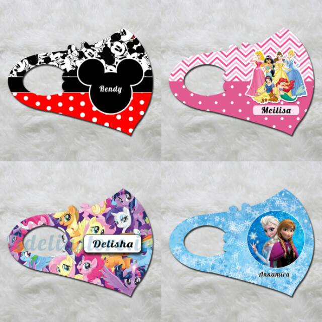  Masker  anak perempuan motif  pakai nama Makser scuba anak 