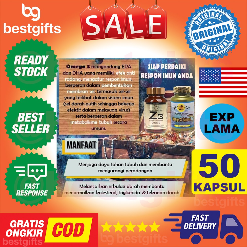 SEA-QUILL SEAQUILL SEA QUILL Z3 JANTUNG KOLESTEROL DARAH TINGGI RADANG AUTO IMUN AUTOIMUN 50 KAPSUL