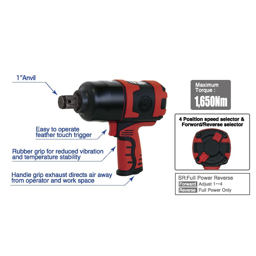 Shinano 1&quot; Impact wrench SI-1555SR Air impact 1&quot; Air tools