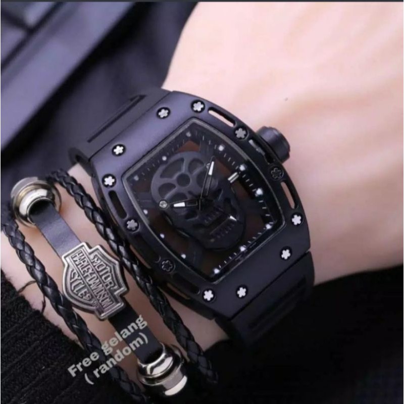 Jam Tangan Pria RM 1018 Tengkorak - Free Box Batre Gelang - Alexandree Christie Original Automatic