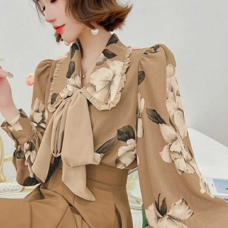 MDLV ~ 6846# graziana tie neck shirt Atasan Blouse Korea Import