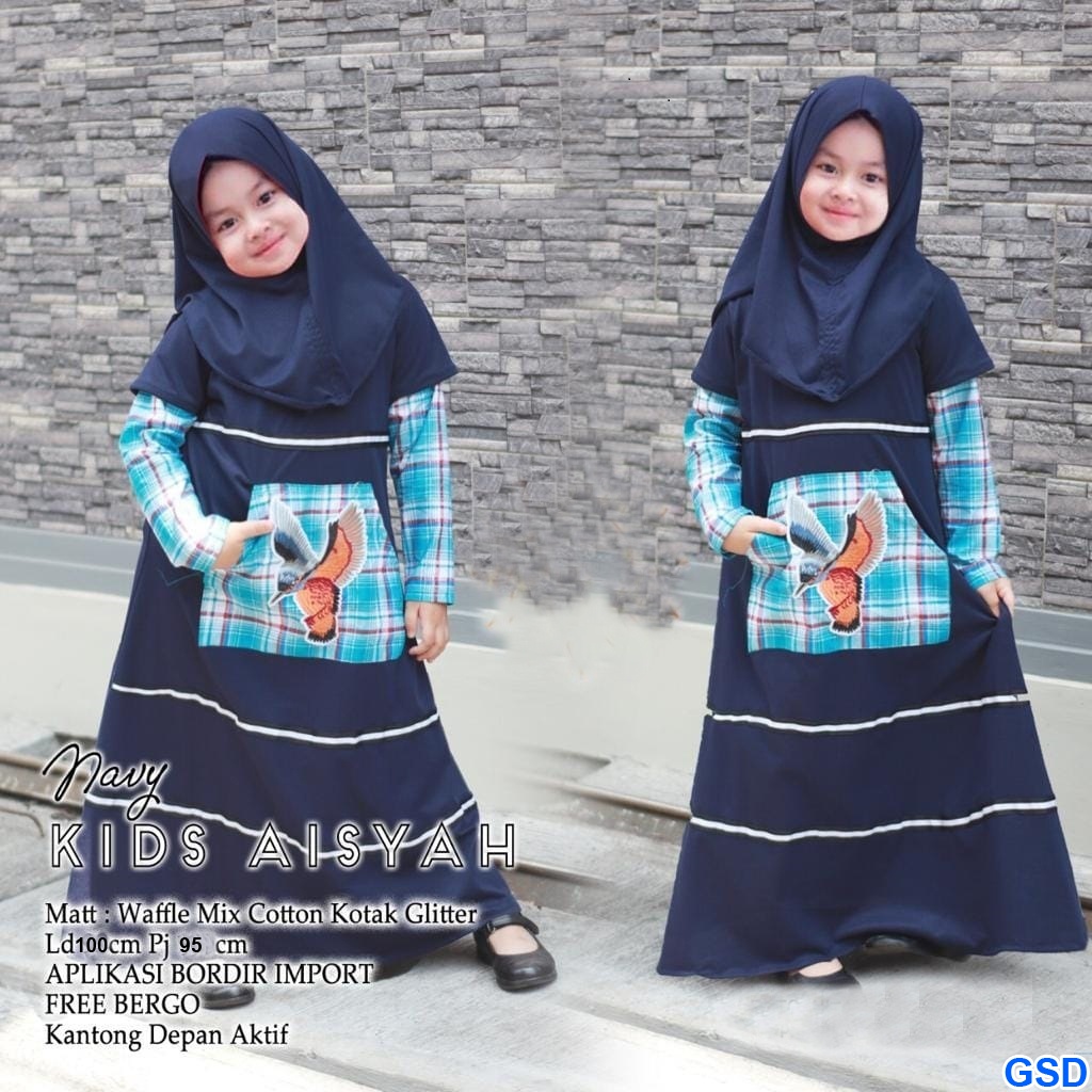 Syari Kids Aisyah/Busana Muslim Motif Kotak -kotak Termurah/Pakaian Anak Ngaji Kasual/ Gamis Anak Baloteli Good Quality