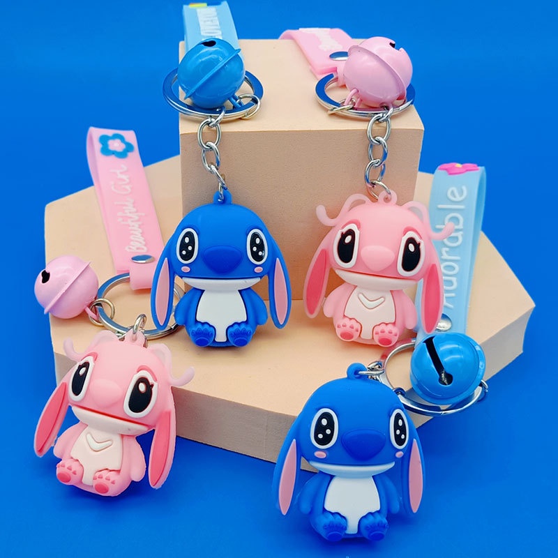 2022 Gantungan Kunci Boneka Anime Disney Lilo and Stitch Warna Biru / Pink