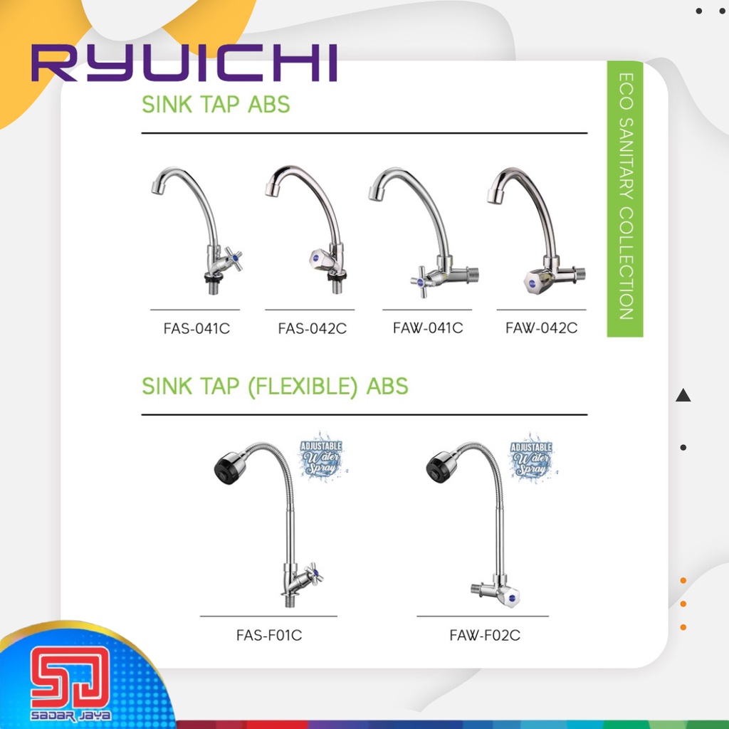 Ryuichi FAS 042C Kran Watafel Keran Cuci Tangan Sink Tap 1/2&quot; ABS Plastik Chrome Drat Bawah