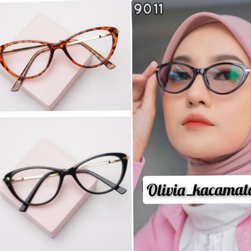 kacamata wanita cat Eye 9011 minus clynder normal paket  lensa photocromic dan blueray