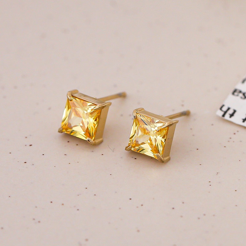 Anting stud zircon warna titanium korea anti karat