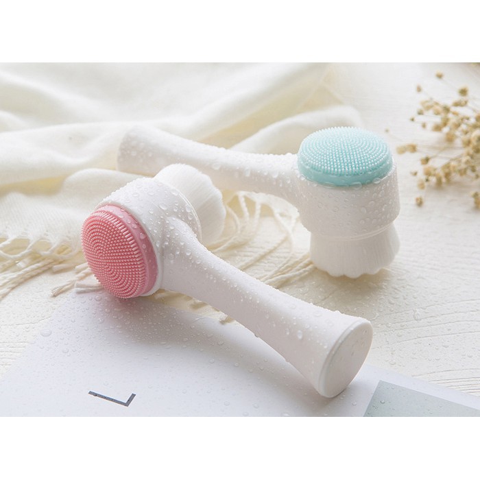 Pembersih Muka Facial Brush Sikat Pembersih Wajah Bahan Halus Face Brush 2 Sisi