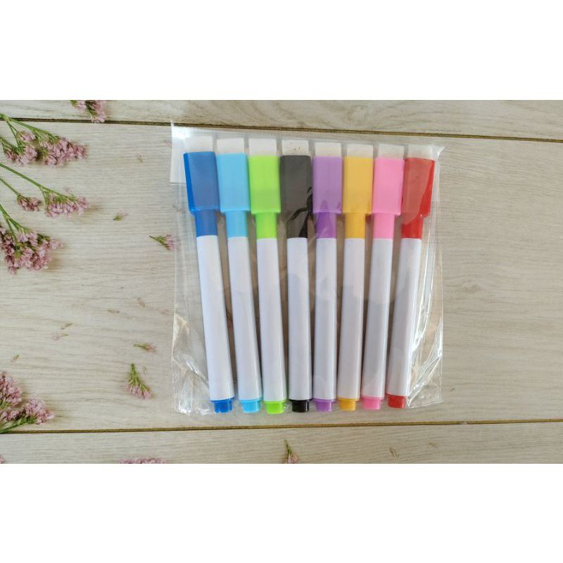 

1 Pack Isi 8 Pcs Spidol Mini Wipe And Clean Warna Hitam Spidol Marker Wipe And Clean