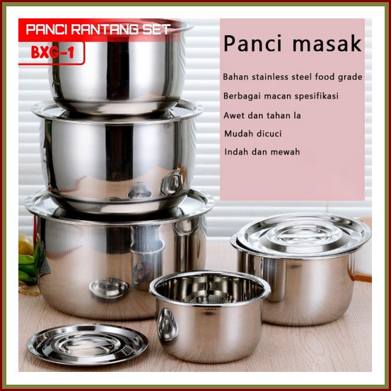 Dessini Panci Set Ceramic 5 Pc / Panci Anti Lengket Panci Set Lengkap Tempat Rantang Stainless Ste