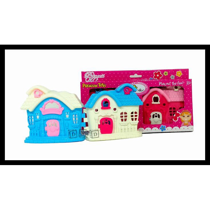 Mainan Anak - Princess House Rumah Boneka Mini Happy Home Pink Biru