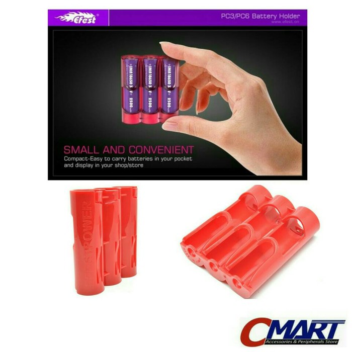 Efest Tempat Baterai 18650 3x Battery Case batre - EFS-PC3-RD