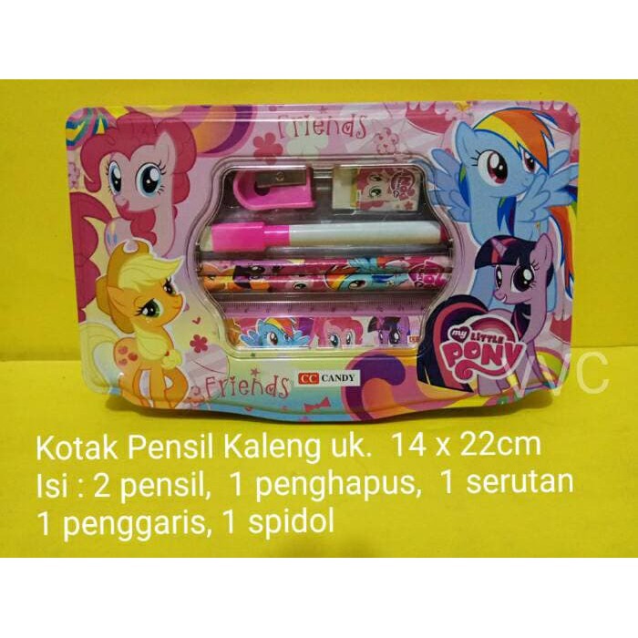 

Kotak pensil pony / tempat pensil kaleng / set alat tulis