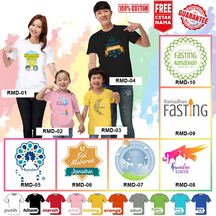 [FREE NAMA!!] Baju Kaos ANAK DAN DEWASA RAMADHAN / BULAN PUASA BANYAK MOTIF