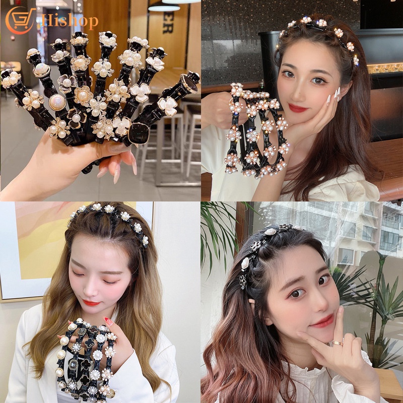 Fashion Bangs Hairstyle Multi-layer Hollow Woven Headband with Teeth Design Alligator Clip Accessories