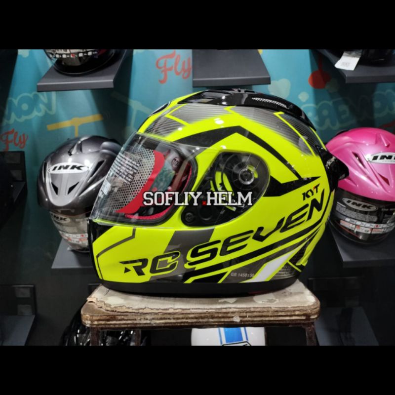 HELM KYT RC SEVEN MOTIF 18 BLACK YELLOW l KYT FULL FACE RC 7 RC7 SEVEN