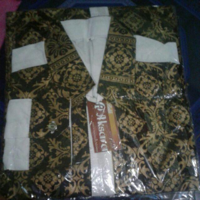Kemeja Batik Pria Modern Murah Lengan Panjang Katun Oil Mix Prada Halus, Atasan Batik Kerja Pria Tre