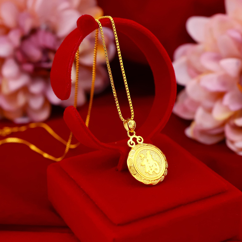 Kalung Emas Asli Kadar 375 Dengan Liontin Tulisan Blessing Untuk Wanita